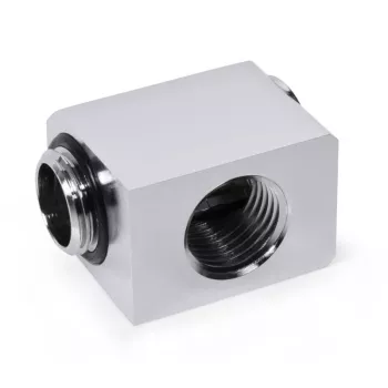 Alphacool adaptador de perfil baixo a 90°, G1/4 macho para G1/4 fêmea, rotativo, cromado