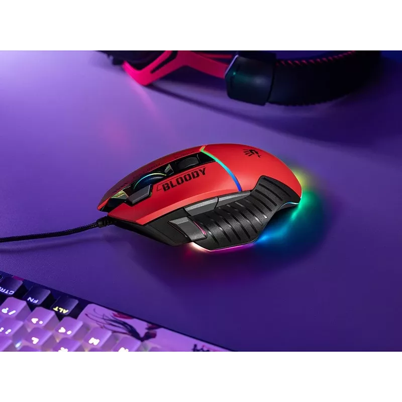 Rato gaming A4Tech Bloody W95Max – destro, com fio USB, 12000 DPI, 1 ms, 250 ips, 50 milhões de cliques, 146 g