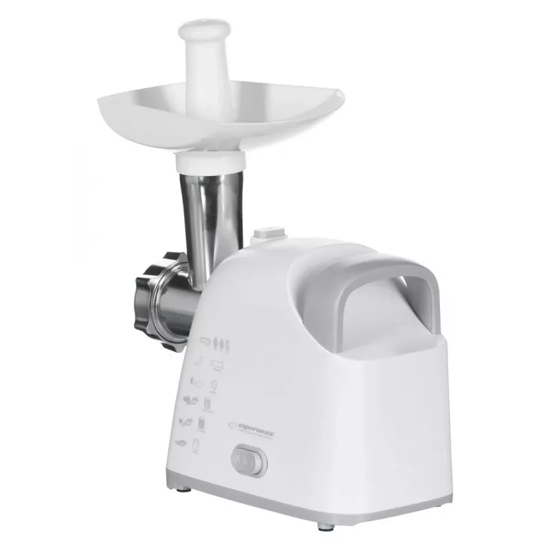 Picadora de carne ESPERANZA EKM033, 2200 W, branco, lâmina de aço inoxidável, marcha atrás, acessório para salsichas, acessório kebbe