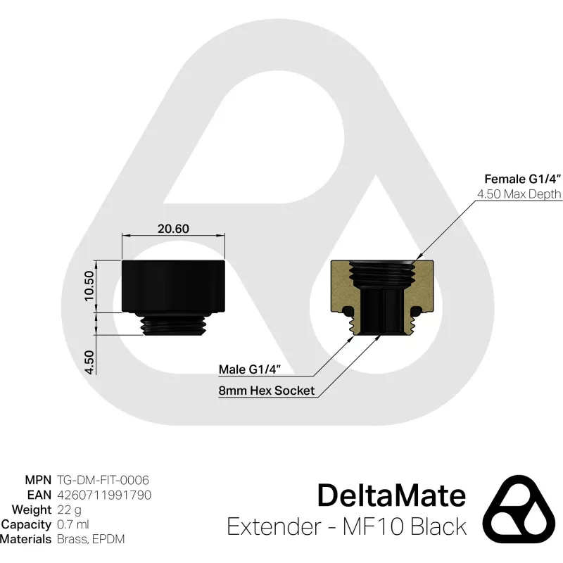 Extensor Thermal Grizzly DeltaMate - MF10 preto (TG-DM-FIT-0006)