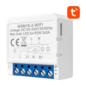 Módulo de interruptor inteligente Avatto WSM16-W2 controlo remoto Wi-Fi, relé de um canal para automação doméstica