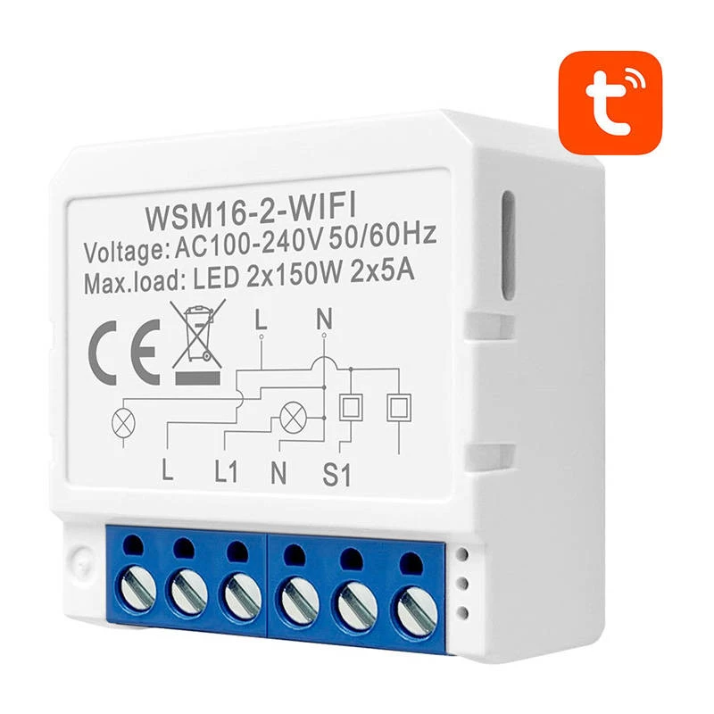 Módulo de interruptor inteligente Avatto WSM16-W2 controlo remoto Wi-Fi, relé de um canal para automação doméstica