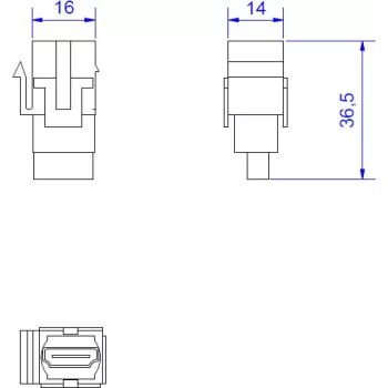 Módulo Keystone HDMI Bachmann 918.0411 — módulo HDMI 2.0 para placas de parede Keystone e patch panels