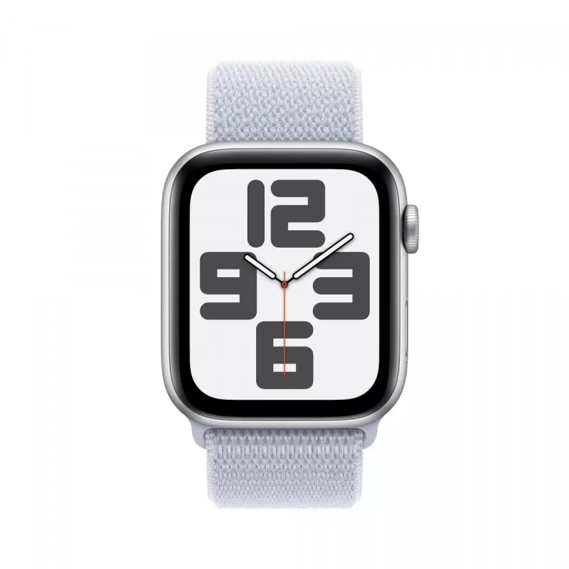 Watch SE GPS + Cellular 44 mm caixa de alumínio prateada com pulseira desportiva Blue Cloud Sport Loop