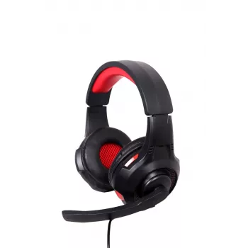 Headset gaming com fios GEMBIRD GHS-U-5.1-01 — over-ear, suporte 5.1, 20–20.000 Hz, cabo de 2 m, vermelho/preto