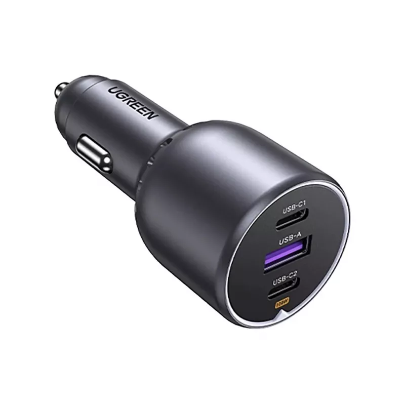 Carregador rápido de automóvel Ugreen 130W 3 portas cinzento