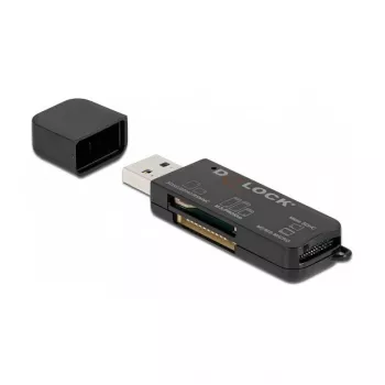 Leitor de cartões DeLOCK SuperSpeed USB para SD Micro SD MS