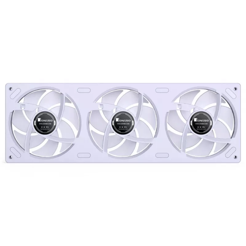 Kit de ventoinhas para radiador 360mm ARGB PWM Jonsbo ZB-360 branco — 3 ventoinhas 120mm PWM ARGB para radiadores de refrigeração líquida