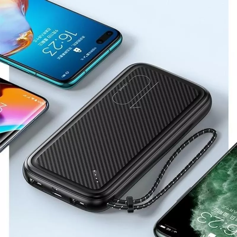 Powerbank portátil USAMS PB56 10000 mAh 2x USB / USB-C / MicroUSB carregamento rápido