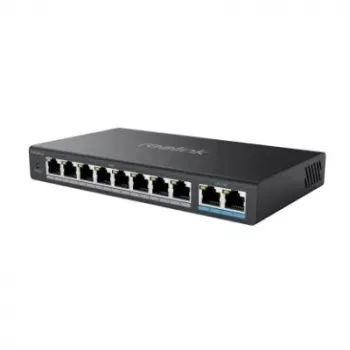 Switch PoE de rede Reolink RLA-PS1 — PoE de 8 portas, orçamento total de 150W, IEEE 802.3af/at, 2x uplink Gigabit