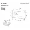 Cómoda cama meble ALMERA 104x42x75 cm, nogueira/caxemira, 3 gavetas, aglomerado