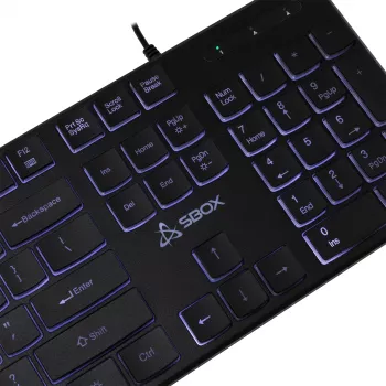 Teclado USB com fios SBOX K-22 US preto — layout US, preto, ligação USB com fios