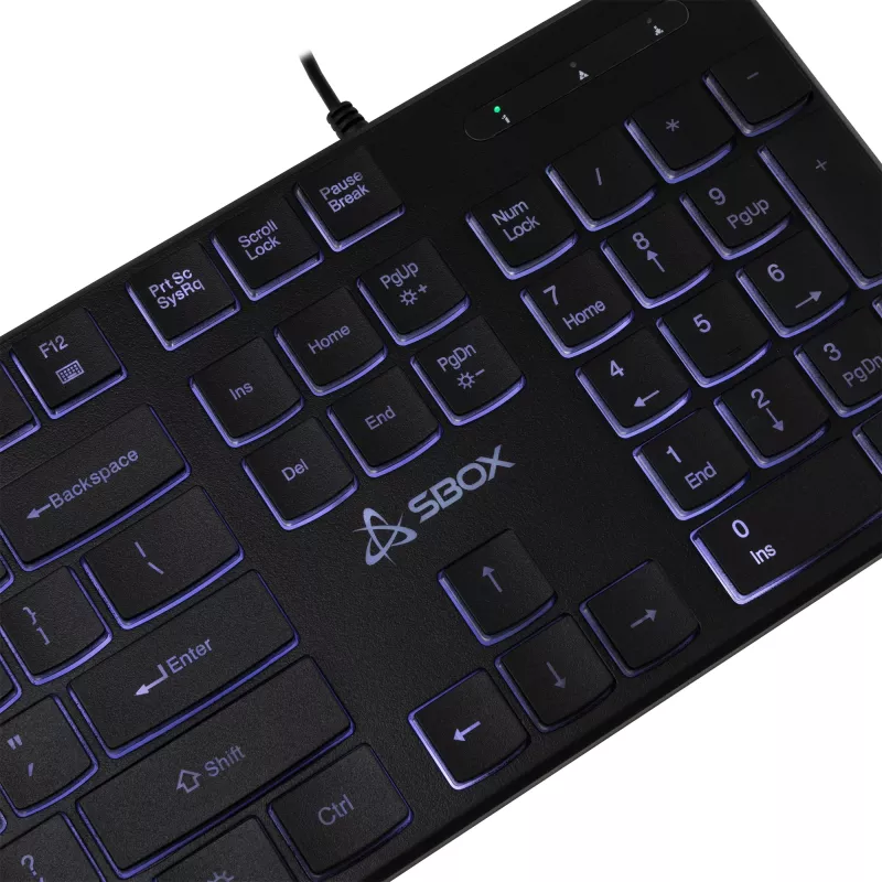 Teclado USB com fios SBOX K-22 US preto — layout US, preto, ligação USB com fios