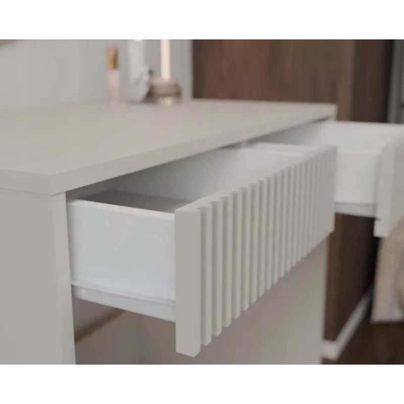 Tampo de secretária e shop MARINA 2S fino KASZMIR — secretária compacta com 2 gavetas, perfil estreito