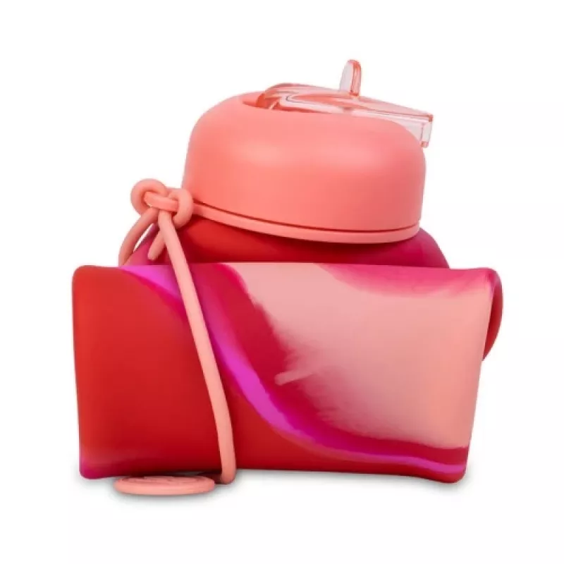 Garrafa de água de silicone COOLPACK Pump 600 ml menina rosa