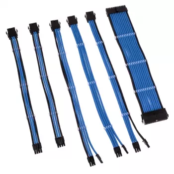 Conjunto de extensão de cabos trançados Kolink Core Adept — 20+4 pinos, 8 pinos, 4+4 pinos, 3×6+2 pinos, azul, revestimento PET