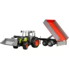 Trator de brinquedo Bruder Claas Nectis 267 F com atrelado basculante