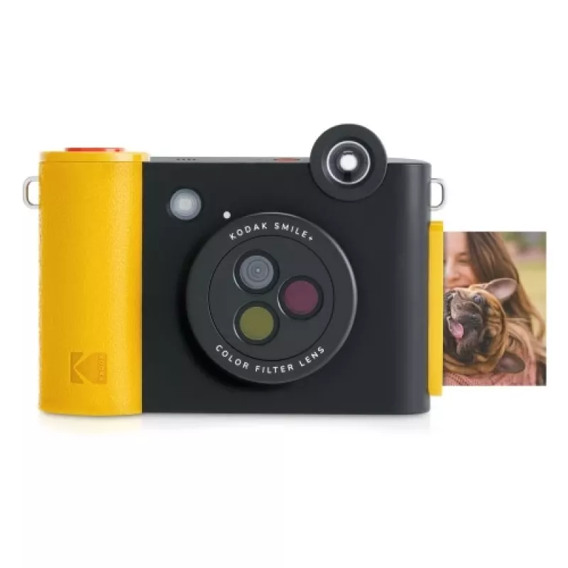 Máquina fotográfica instantânea Kodak SMILE+ 2x3 preta — máquina fotográfica instantânea portátil com impressões 2×3