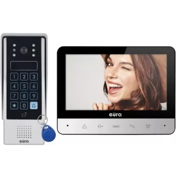 Videoporteiro Eura VDP-77A3 com ecrã a cores de 7 polegadas, com fios