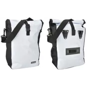 Saco de bagageiro de bicicleta FISCHER 86264 – durável branco/preto, para montagem no bagageiro