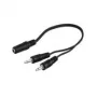 Cabo adaptador jack 3,5 mm Wentronic Goobay, preto, 0,2 m - conector fêmea jack 3,5 mm (3 polos, estéreo) > 2x fichas jack 3,5 mm (2 polos, mono) (50472)