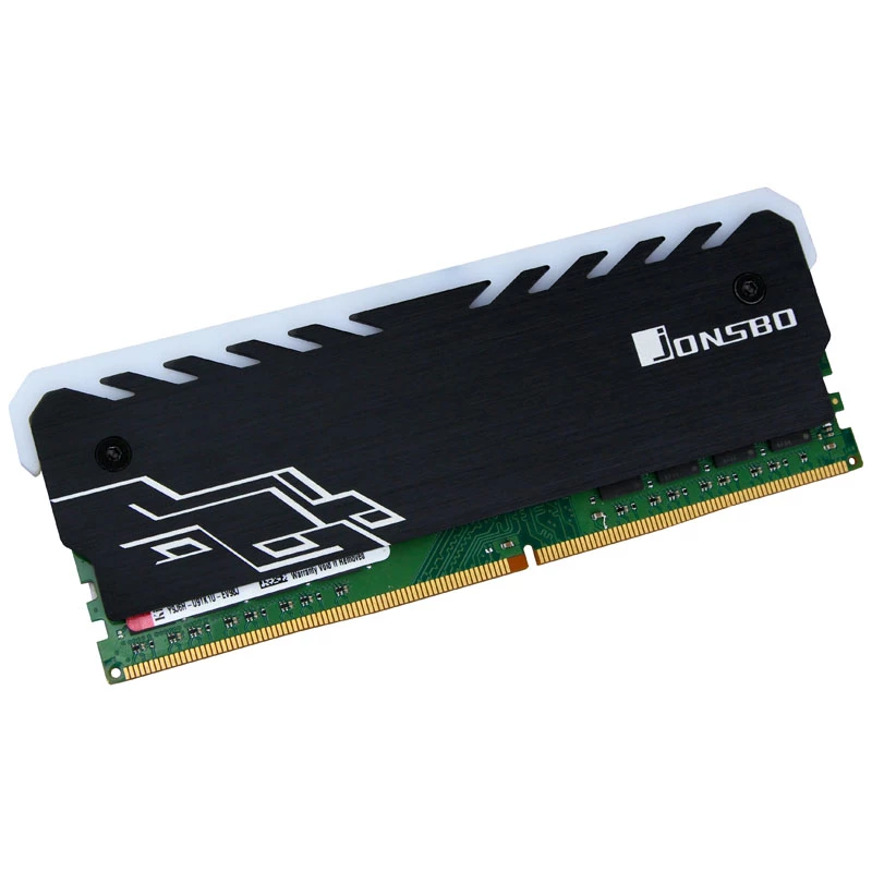 Dissipador de RAM Jonsbo NC-1 RGB preto – dissipador de memória ativo com iluminação RGB, design low-profile