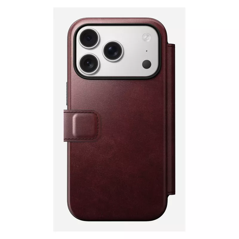 Capa para telemóvel Nomad Modern Leather Folio para Apple iPhone 17 Pro, 6,3 polegadas (16 cm), pele bordô