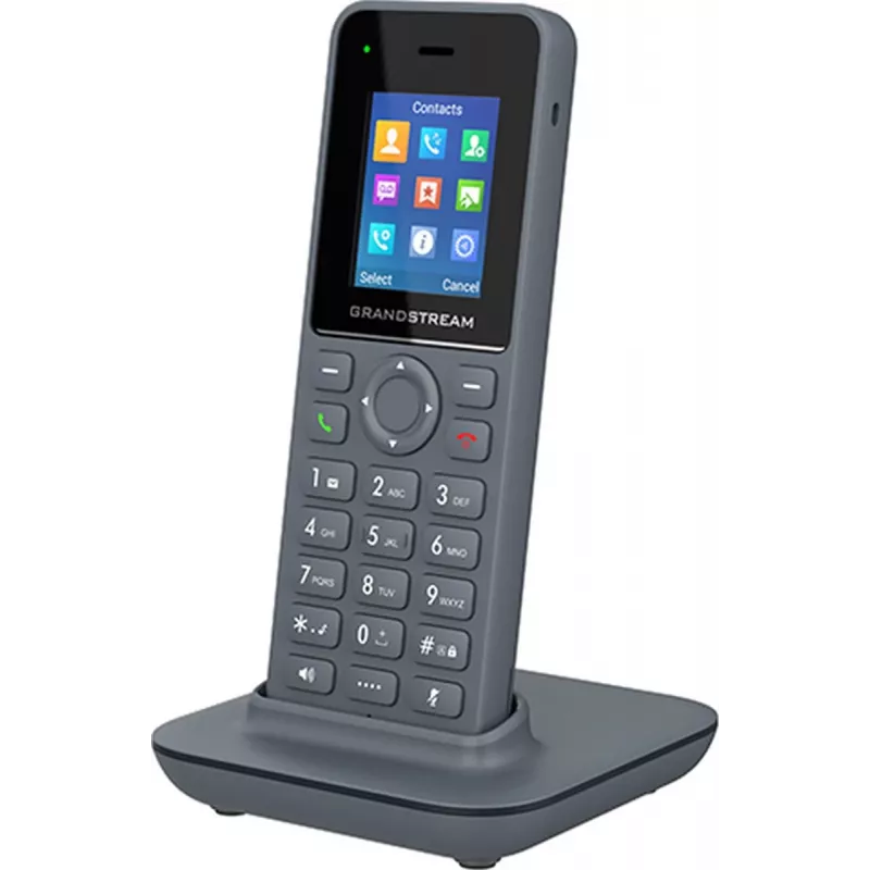 Grandstream DP725 auscultador sem fios DECT HD, ecrã TFT a cores de 1,8 polegadas, 20 contas/linhas SIP, push-to-talk, cinzento
