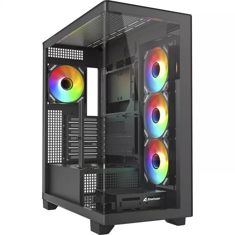 ELITE SHARK CA500, caixa torre preto, 2x vidro temperado