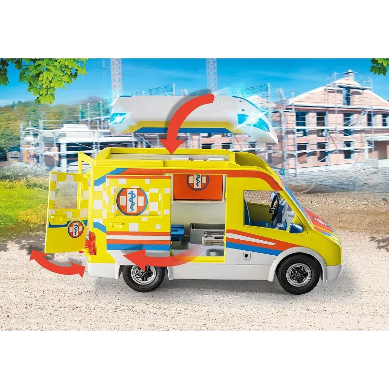 Playmobil 71202 City Life ambulância com luz e som conjunto de brincar adequado para crianças a partir de 4 anos individual