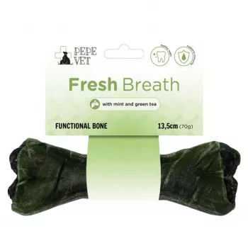 Snack funcional para cães PAKA ZWIERZAKA Pepe Vet Bone Fresh Breath, osso mastigável com bovino, 70 g, sem cereais, para cães adultos