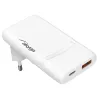 Akyga AK-CH-31 carregador USB GaN plano 65 W, USB-C PD + USB-A, branco