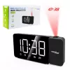 Rádio-relógio LED digital GreenBlue GB172 com sintonizador FM, projetor, termómetro, alimentação USB 5V e CR2032