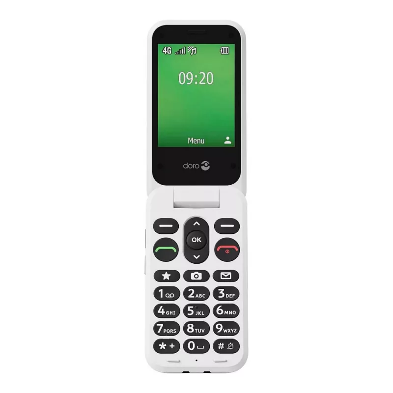 Telemóvel Doro Leva E22, 2,8 polegadas (7,11 cm) ecrã, Single SIM, câmara 0,3 MP, 1150 mAh, 127,8 g, vermelho/branco