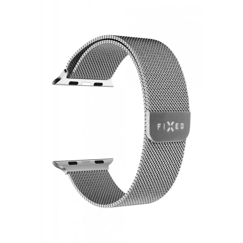Pulseira de malha FIXED para Apple Watch 38/40/41 mm — FIXMEST-436-SL Prateado, aço inoxidável Milanese, ajustável