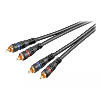 Wentronic Goobay - cabo de áudio - áudio compósito - RCA (macho) para RCA (macho) - 1,5 m - cabo coaxial com dupla blindagem - preto (50032)