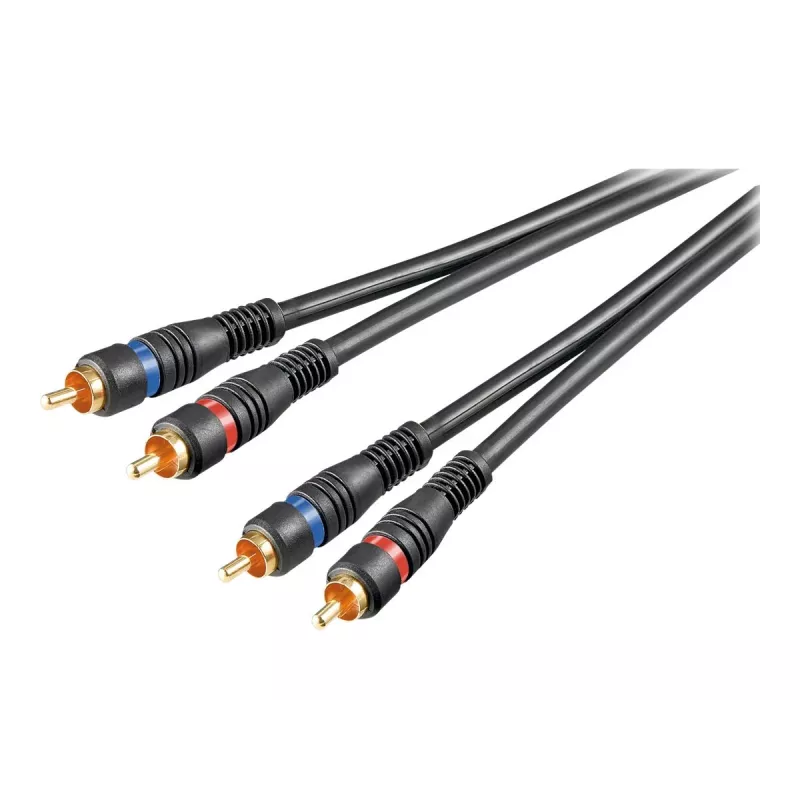 Wentronic Goobay - cabo de áudio - áudio compósito - RCA (macho) para RCA (macho) - 1,5 m - cabo coaxial com dupla blindagem - preto (50032)