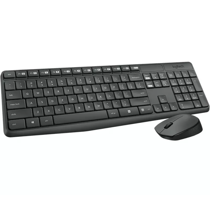Conjunto de teclado e rato sem fios Logitech MK235 Tamanho completo Cinzento