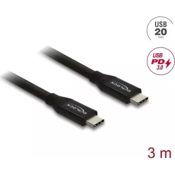 Cabo coaxial USB DELOCK 20 Gbit/s com PD 3.0 60 W (modelo 81708)