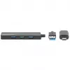 Dock/Hub Combo Manhattan USB-C e USB-A, Portas (4): USB-A (x4), 5 Gbit/s (USB 3.2 Gen1 aka USB 3.0), alimentado por USB (não requer fonte de alimentação externa)