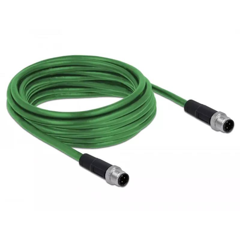 DeLOCK - cabo de rede - M12 (4 pinos) (M) para M12 (4 pinos) (M) - 5,0 m - SF/FTP - sem halogéneos - verde (85920)