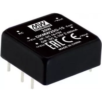 Fonte de alimentação MEAN WELL DKMW20F-15 20 W 15 V 0,66 A