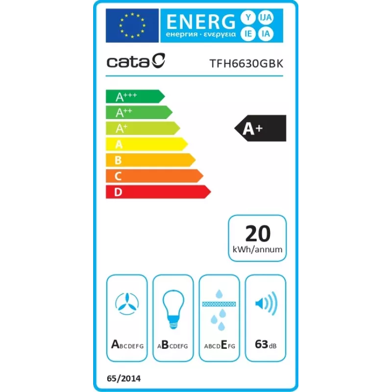 CATA TFH 6630 BK Encastre Preto A+ 605 m³/h