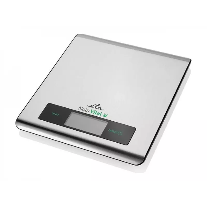 Balança de cozinha eletrónica ETA Nutri Vital Metallic Rectangle — capacidade 5 kg, precisão 1 g, LCD