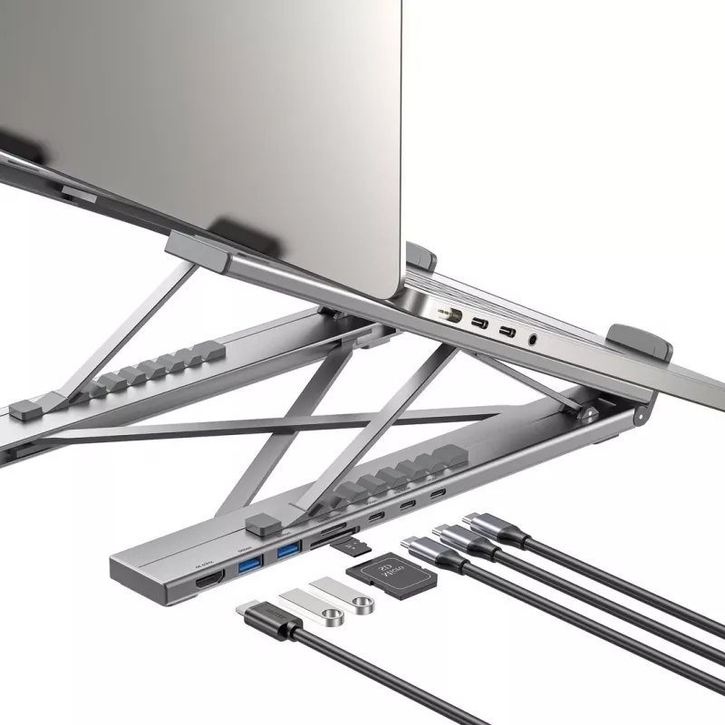 Suporte ajustável para portátil UNITEK + hub