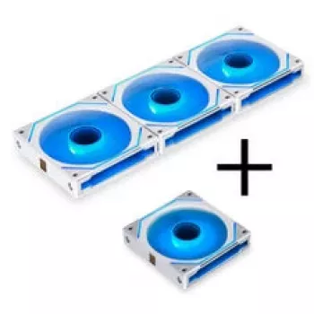 Kit de ventoinhas para caixa Lian Li UNI FAN SL-INF 120 ARGB PWM, pack de 4, branco