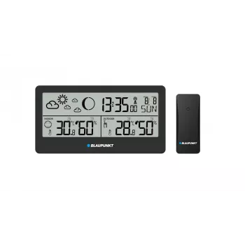 Estação meteorológica BLAUPUNKT WS20BK — visor de temperatura e humidade interior/exterior, preto, 1 sensor, LCD, a pilhas
