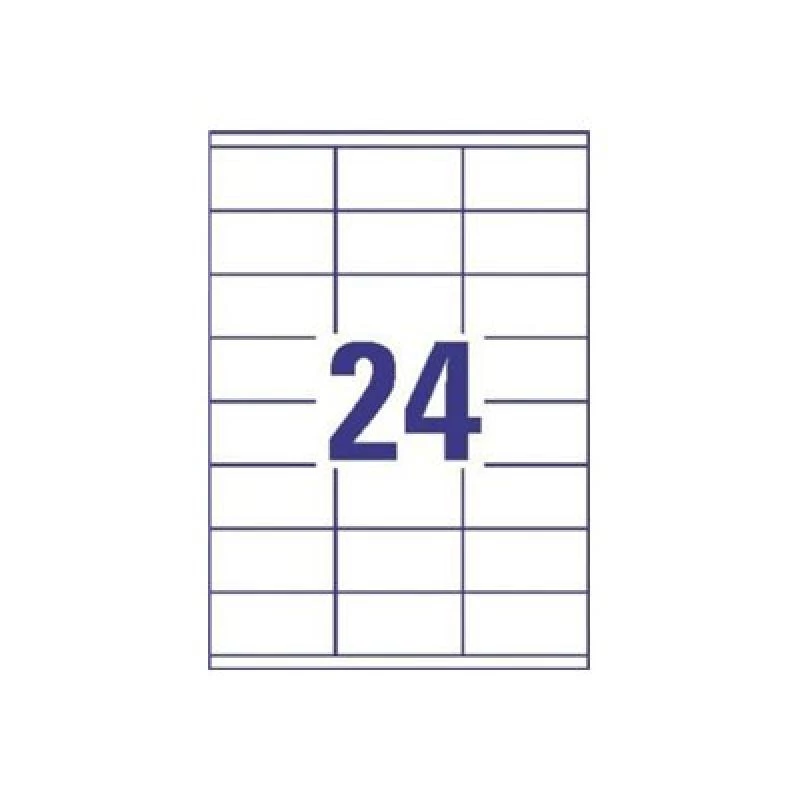 Etiquetas universais 70x35mm InkjetLaserCopy A4 100 folhas 2400 peças branco