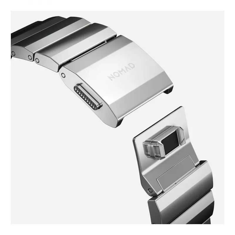 Pulseira Nomad NM1A4HSXS0 para relógio desportivo, aço inoxidável, prateada, largura 35 mm, 108,9 g