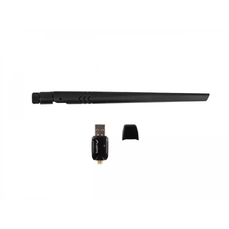 Adaptador USB Lanberg placa de rede WLAN NC-0900-WIE USB 2.0 Dualband AX900 1X antena externa